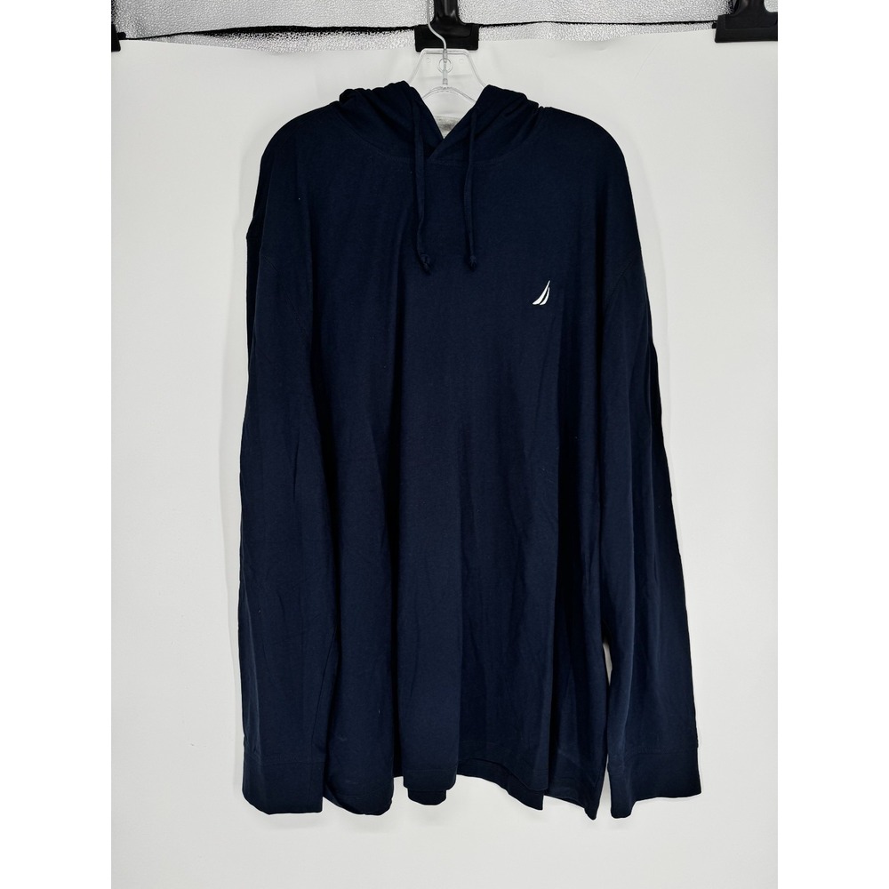 Nautica Hoodie Mens 3XL Navy Blue Jersey Cotton Lightweight Logo Sweatshirt